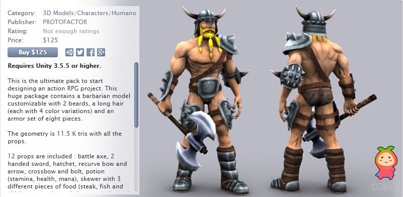 BARBARIAN MALE FULL PACK v1.01 提取版  U3D插件下载