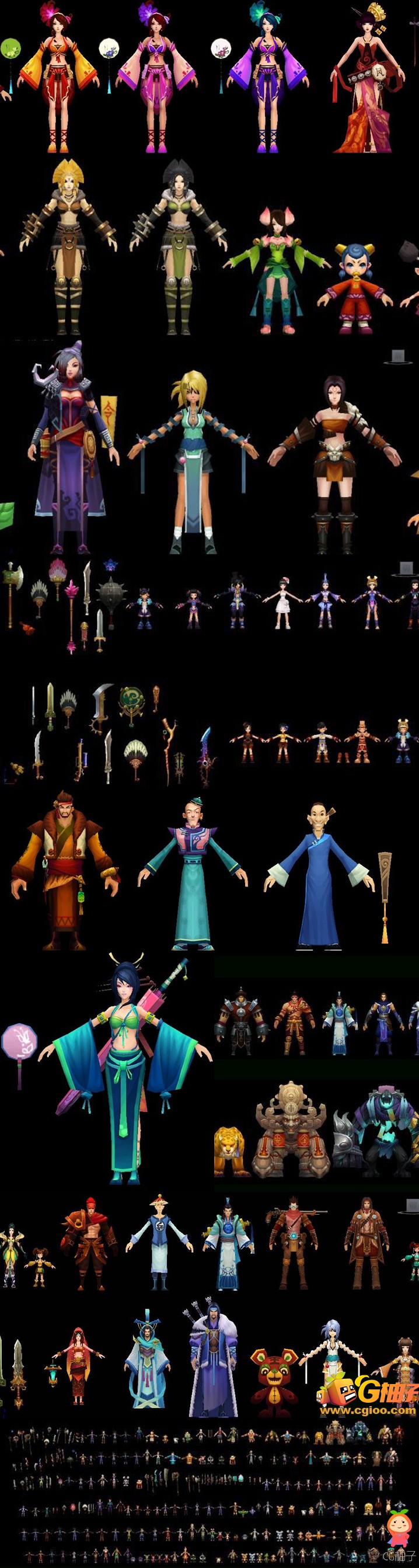 《鹿鼎记》游戏角色模型合集下载,卡通人物模型,3D美术资源