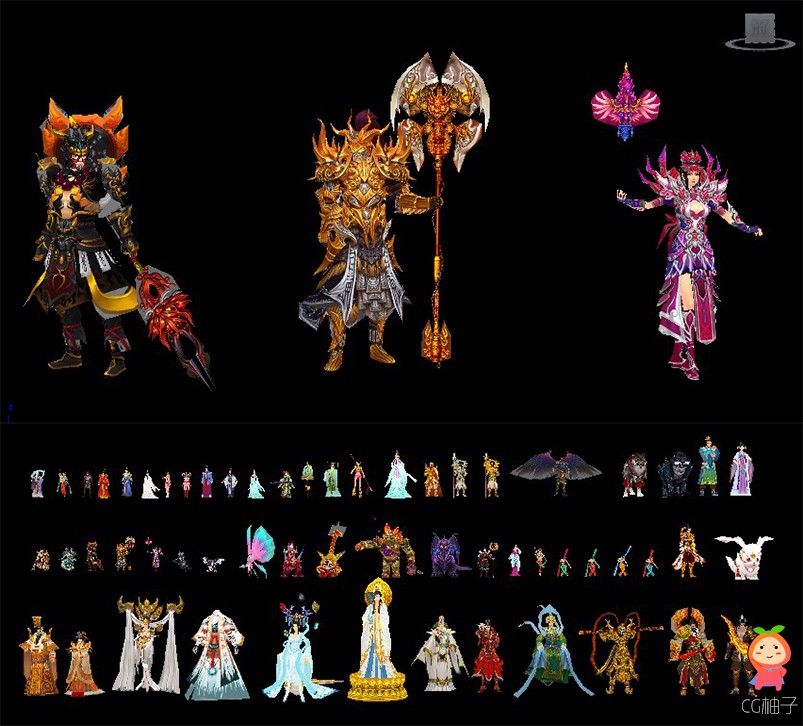 《神话online》游戏角色模型合集下载，古代神话人物3D模型