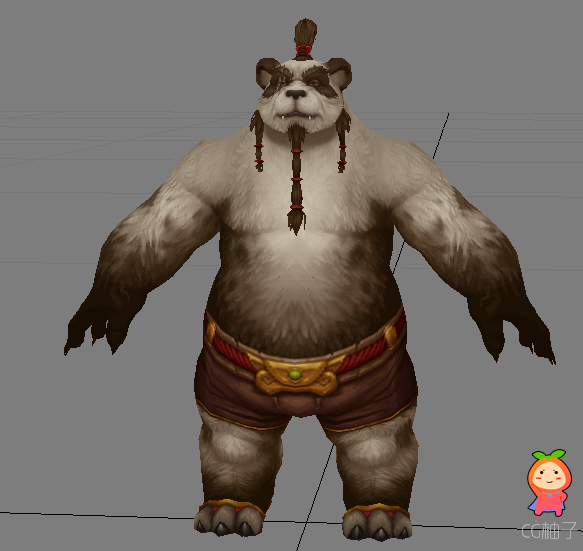 熊猫人3D模型，怪物熊猫3D角色模型，3D美术资源
