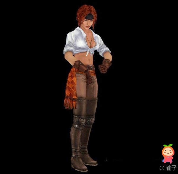 加勒比海盗3D模型下载，女海盗3D角色模型，3D美术资源