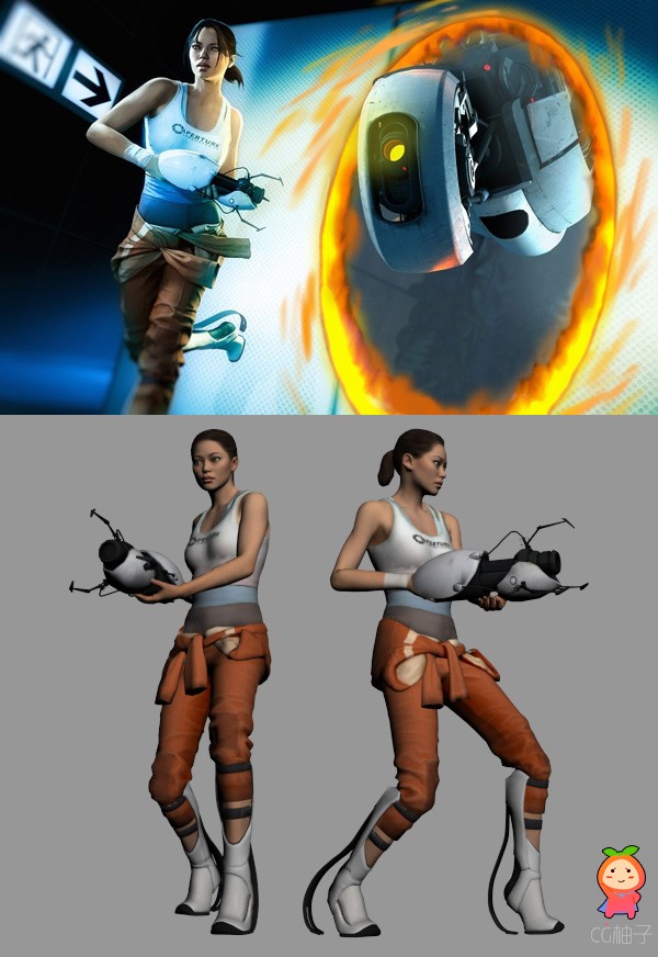 《传送门2》女主角3D模型,现代女战士3D角色模型,3D美术资源