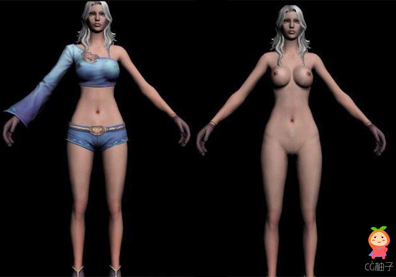 欧美女性3D模型，裸体美女3d角色模型，3D美术资源