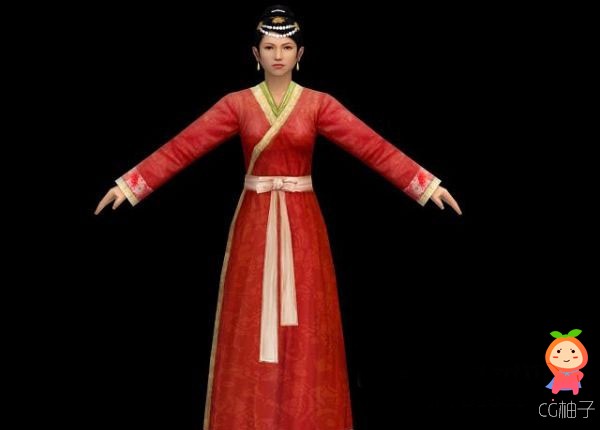古代女性人物角色模型，古装美女3D模型下载，3D美术资源