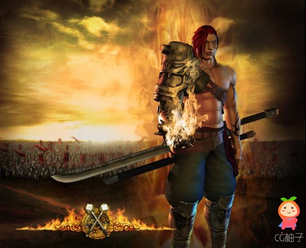 次世代男武士maya模型，剑客、刀客角色模型，有高清贴图