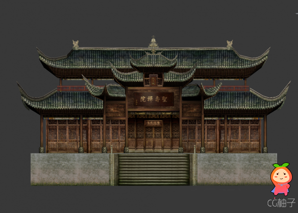 老宅子、古代寺庙3D模型下载，寺院3D场景，3D美术资源