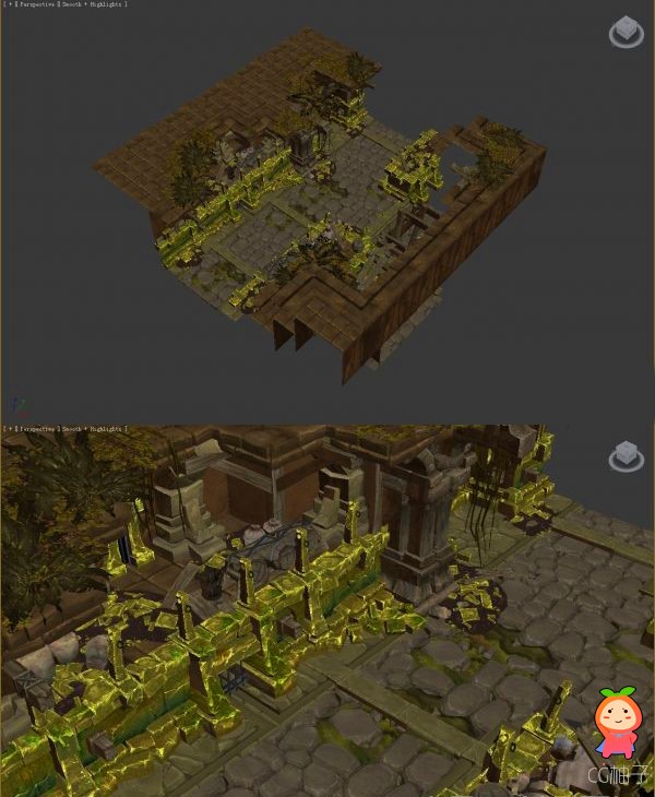 《暗黑破坏神3》游戏场景模型，部落3D模型，古建筑3D场景