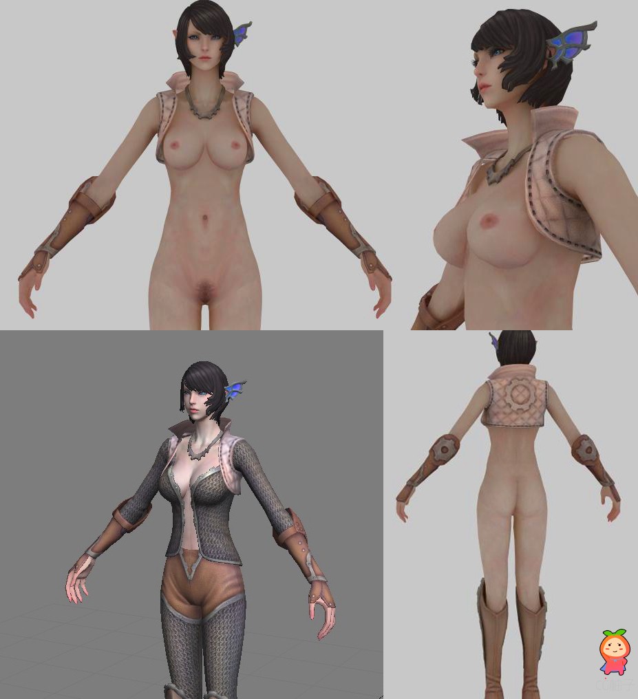 女人3D模型，女精灵3d角色模型，3D美术资源下载