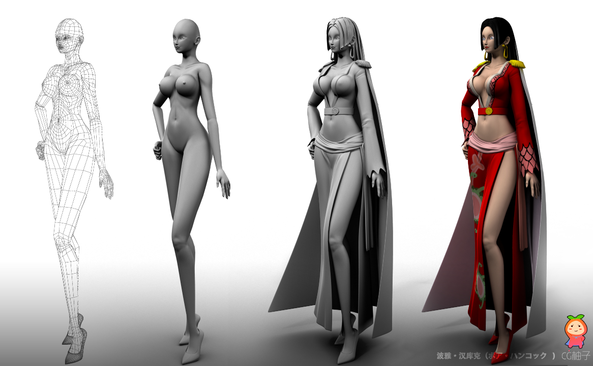 《海贼王》游戏角色女帝汉库克maya模型，maya女人下载
