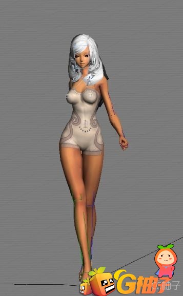 《剑灵》游戏角色美女模型带骨骼绑定，女人3dmax模型下载