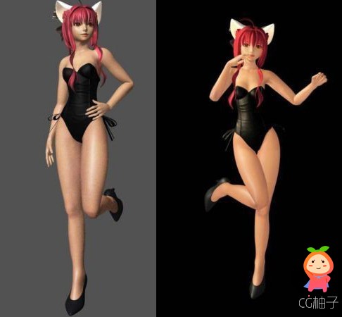 兔女郎3D模型，性感比基尼美女3D角色模型，MAX MAYA OBJ格式