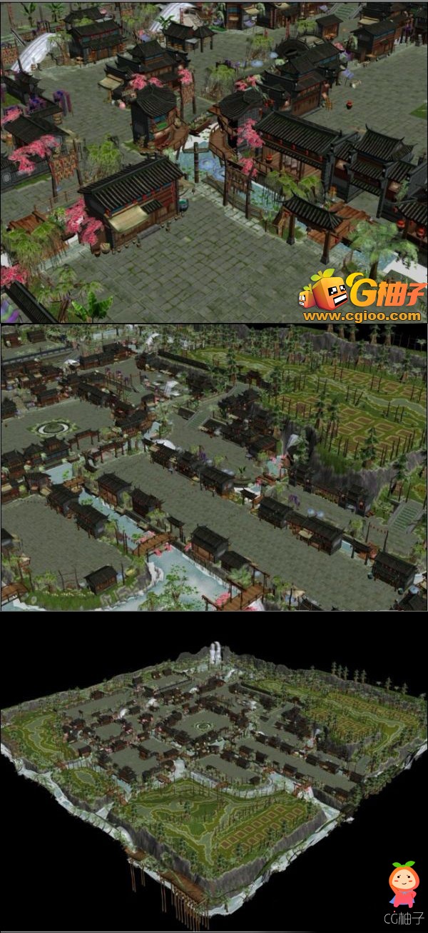 《天龙八部》束河3D场景模型，游戏场景模型，3D美术资源