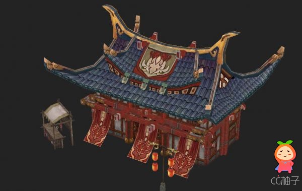 《轩辕传奇》游戏场景中轩辕古城3d建筑模型，古楼3D模型