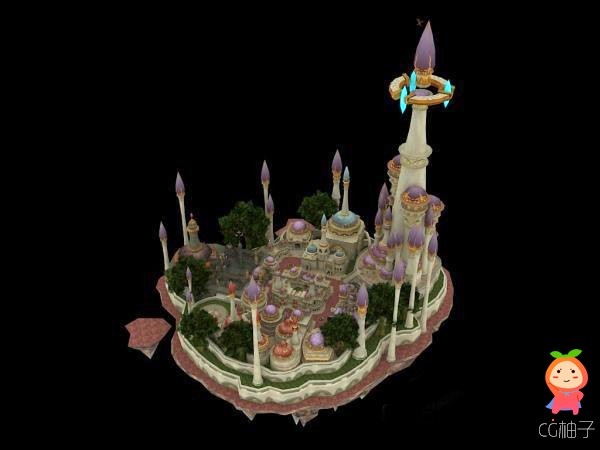 《魔兽世界》游戏场景达拉然城3D建筑模型,古建筑城堡3D模型