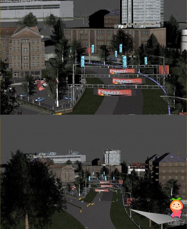 《极品飞车》游戏场景城市街道3d场景模型，现代场景模型