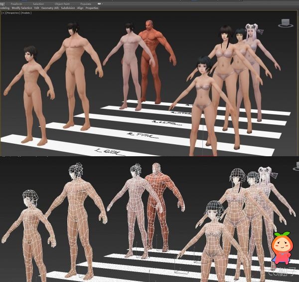 人物裸体3D模型，男女老少人物裸体3D角色模型合集下载