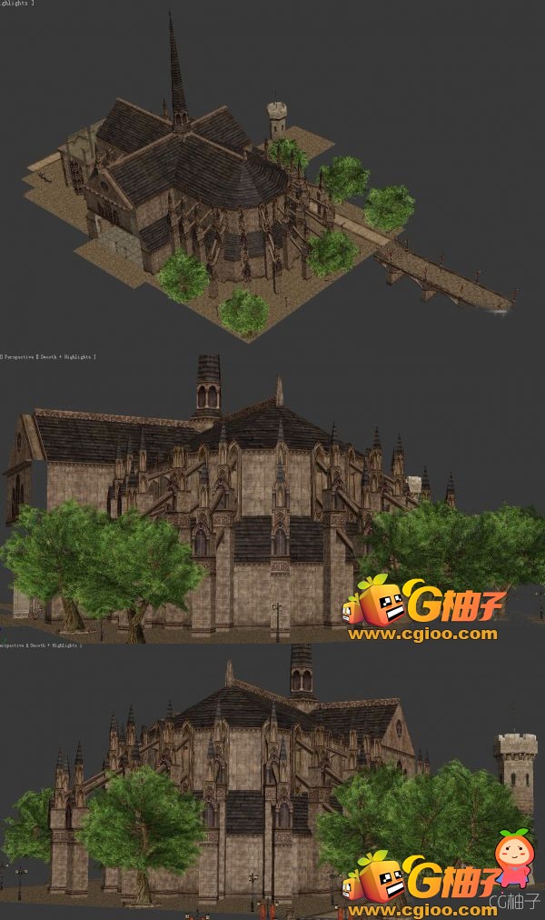 《天堂2》游戏场景模型，教堂3D建筑模型，3D美术资源