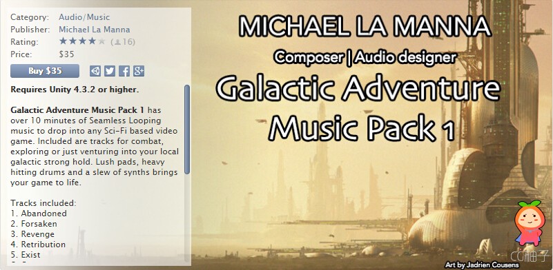 Galactic Adventure Music Pack 1 1.8 unity3d asset U3D插件下载
