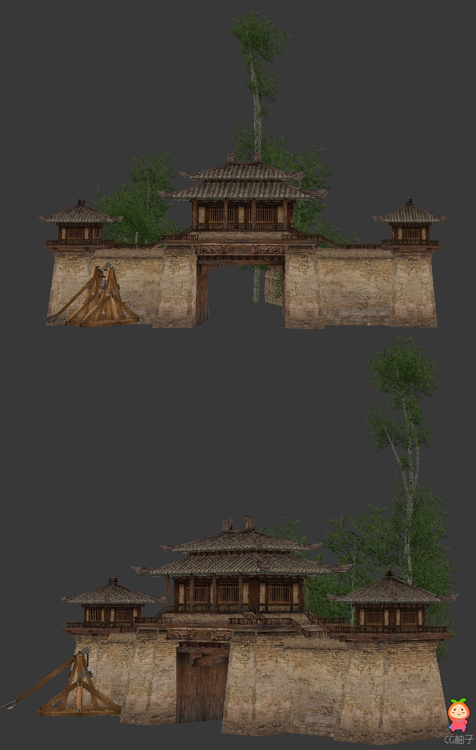 《赤壁》游戏场景模型，古楼3D建筑模型，古寨3D模型下载