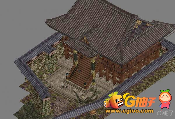 东方古代寺庙3D场景模型，寺院3D建筑模型，3D美术资源