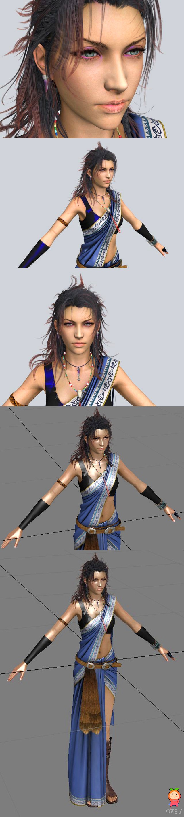 《最终幻想13》云芳3D模型，游戏角色模型，max,obj,maya格式