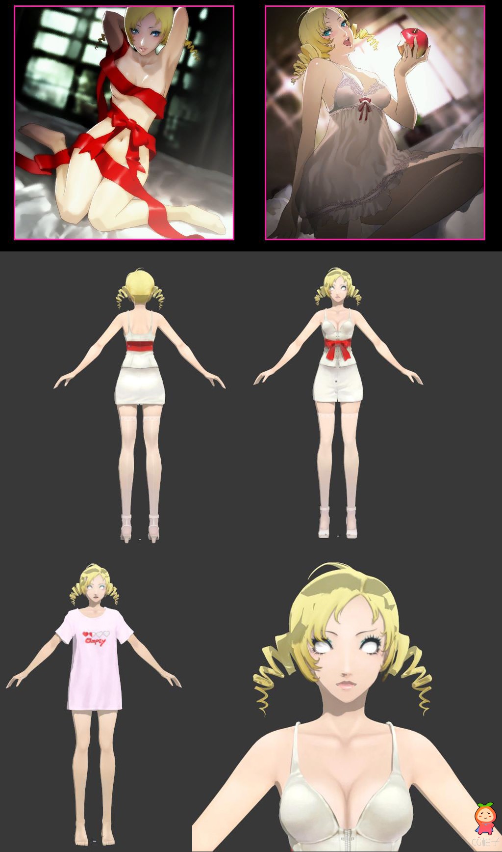 《十八禁游戏》女模特3D模型，凯瑟琳Catherine3D角色模型