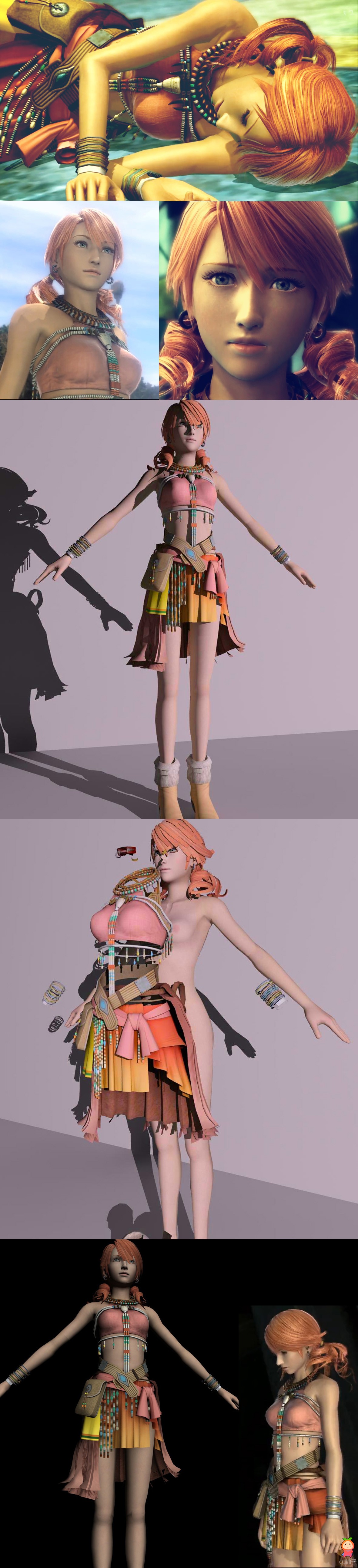 《最终幻想F13》香草3D模型，游戏角色漂亮女孩3D角色模型