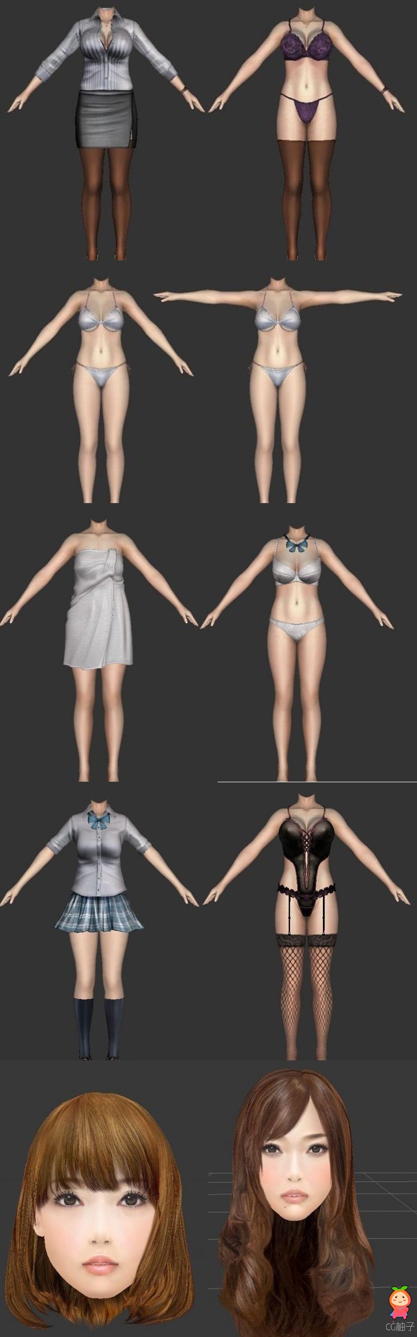 《真实女友》性感女主角3d模型，现代日本女性3D角色模型