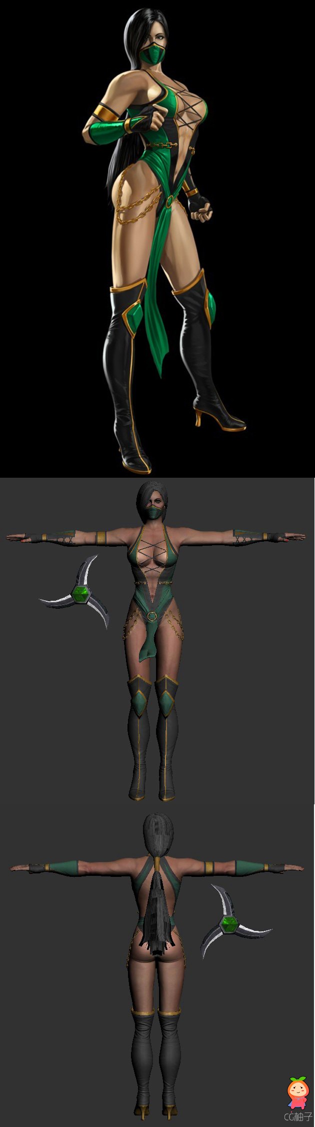 性感女战士3D模型，霸气大波妹3D角色模型，写实女性3dmax