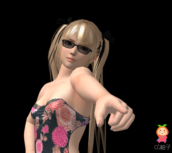 穿泳衣戴墨镜的女孩3D模型下载，比基尼美女3D角色模型