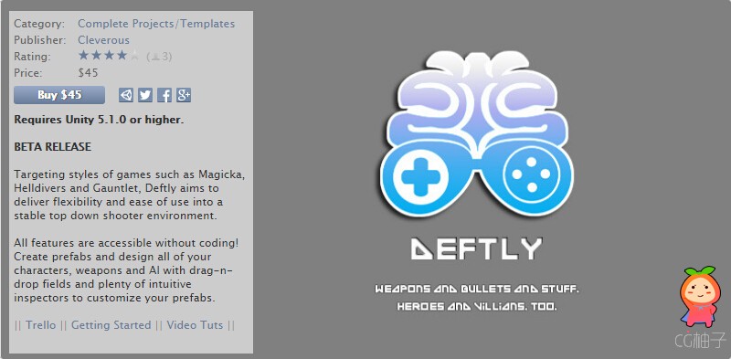 Deftly Top Down Shooter 0.6.0 unity3d asset U3D插件下载