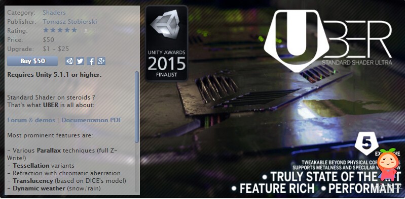 UBER - Standard Shader Ultra 1.04 unity3d asset U3D插件下载