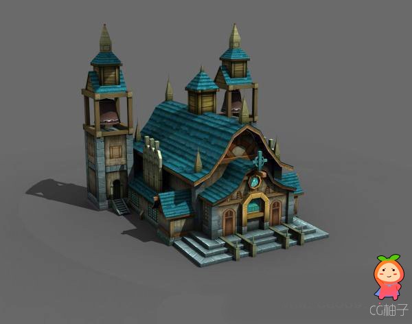 西方教堂3D模型，欧式教堂3D建筑模型，3D美术资源