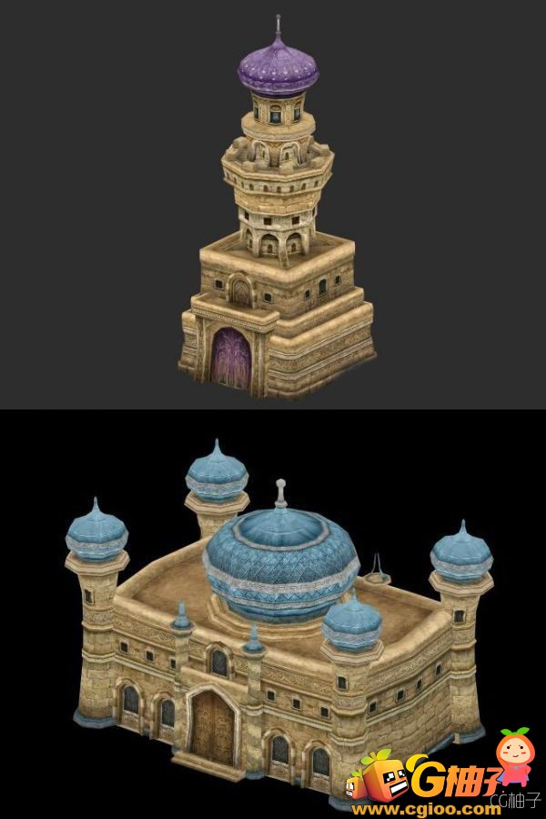 欧式场景建筑模型，城堡3D模型，古塔3D建筑模型，古代场景