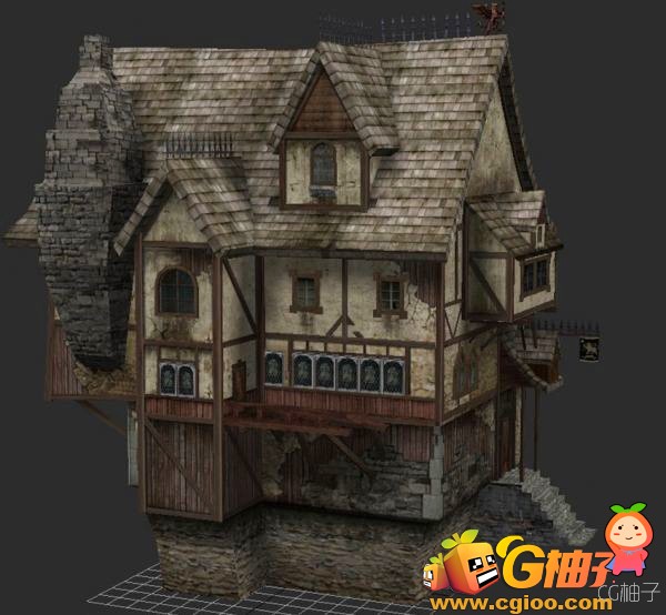 《战锤40K》游戏场景模型，战锤房屋建筑3D模型，有贴图