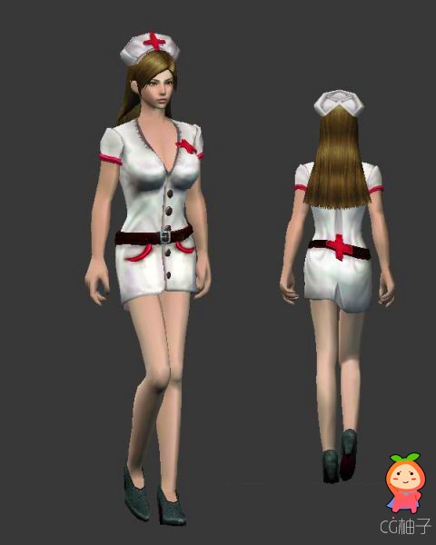 女护士3D角色模型，女护士走路3D模型下载，有动作和材质