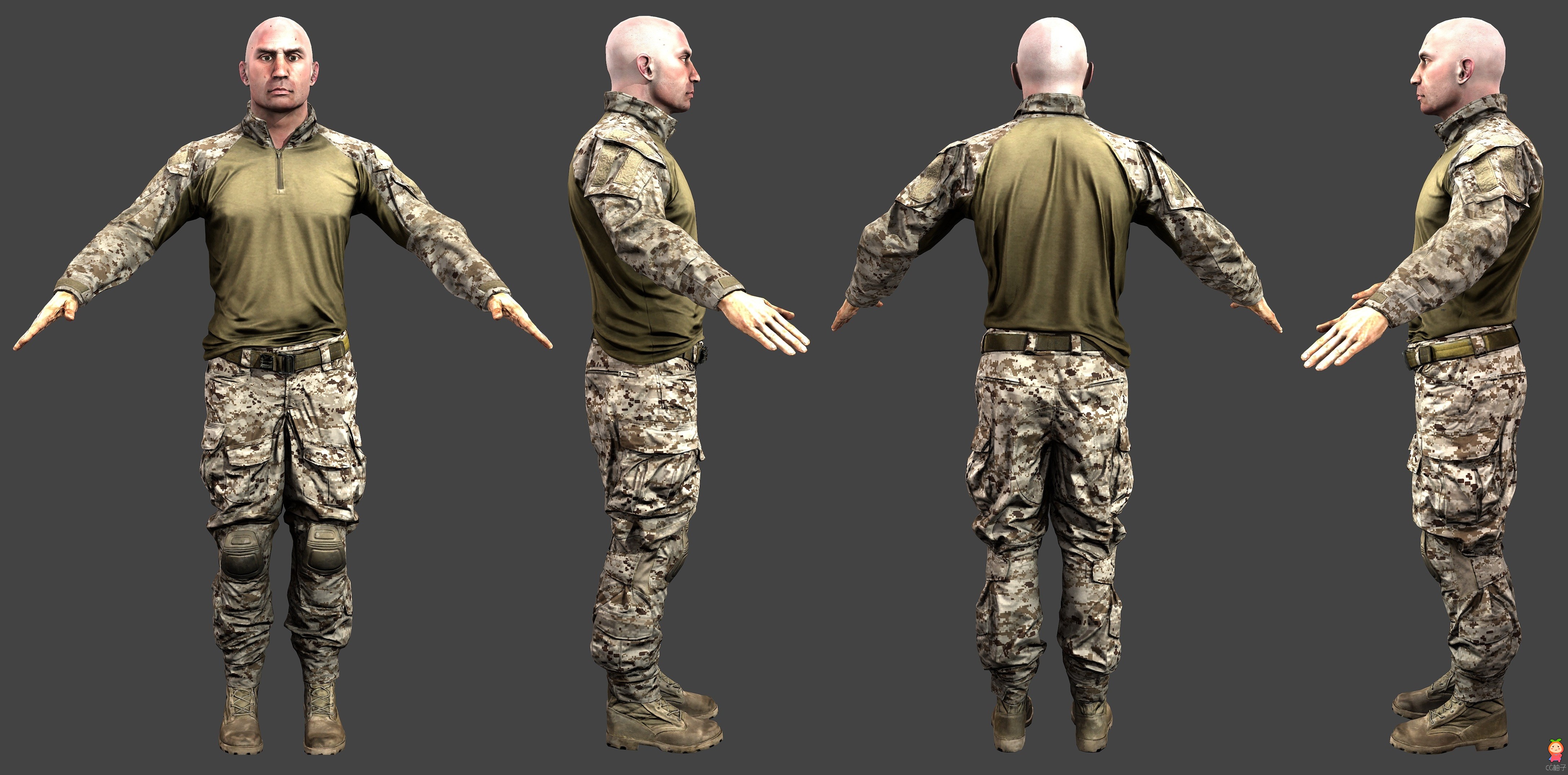 男性军官3D模型，英国士兵人物模型，战士3D角色模型下载