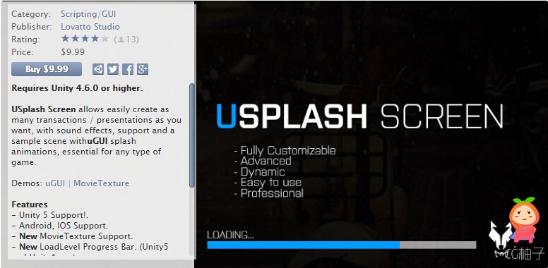 USplash Screen 1.4 unity3d asset unity3d插件下载