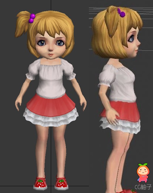 【免费】分享一位可爱的金发女孩3d模型,卡通女孩3D角色模型