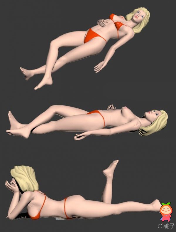 【免费】欧美泳装女性3D模型，3DS格式，比基尼美女人物模型
