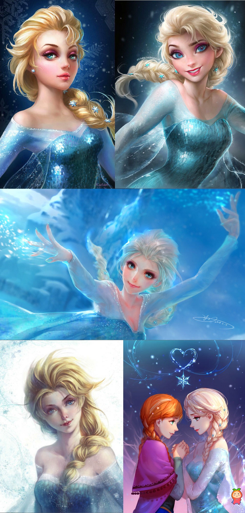 【免费】《冰雪奇缘》主角安娜设定集下载，2D角色原画资源