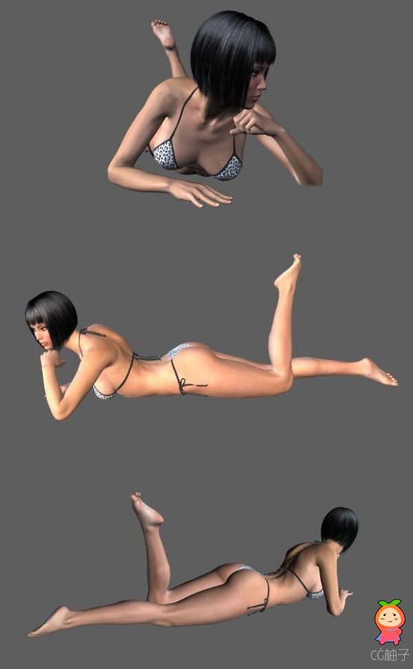 写实女性人体3D模型，逼真性感女人3D角色模型下载 