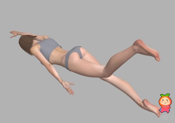 【免费】现代女人游戏3D模型，女性游泳动作3dmax模型下载