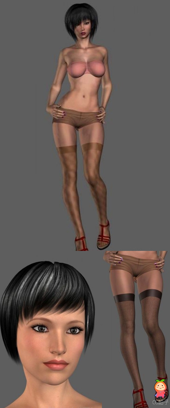 西方现代性感女人3D模型，写实女性3D角色模型，3D美术资源