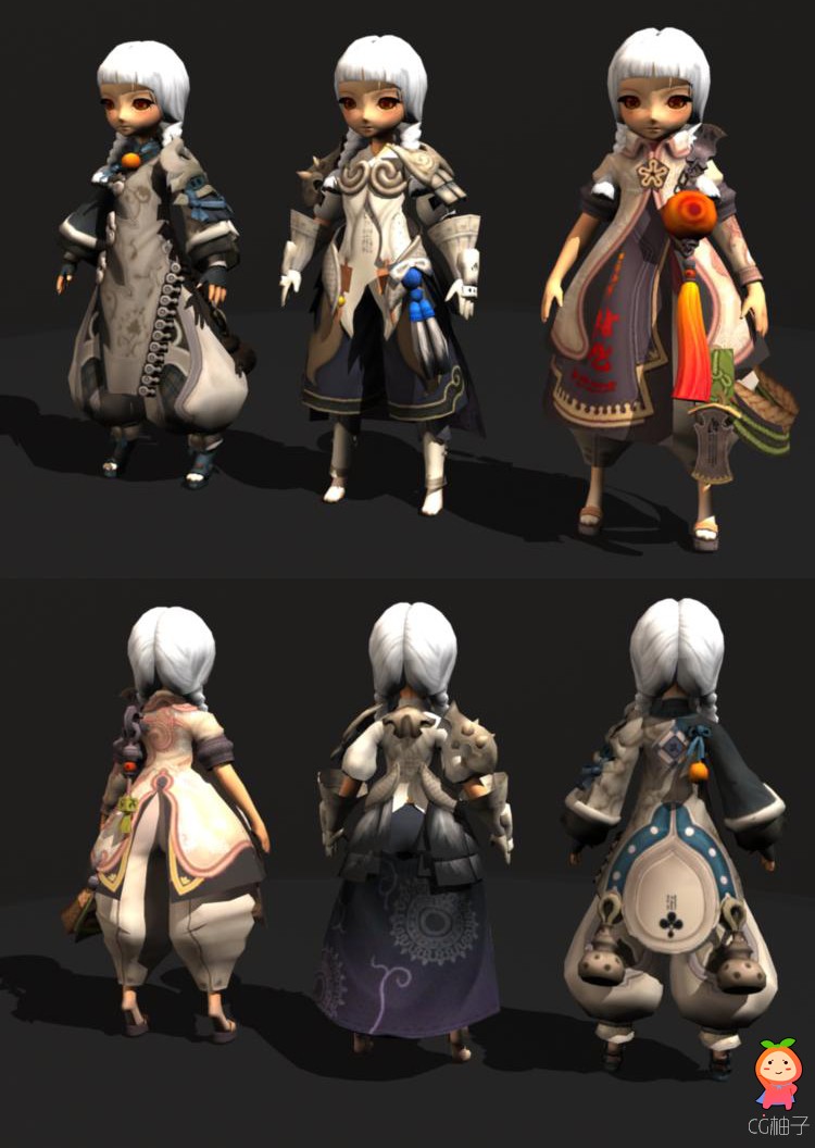 《剑灵》游戏角色模型，Q版卡通剑灵女3D角色模型，3D美术