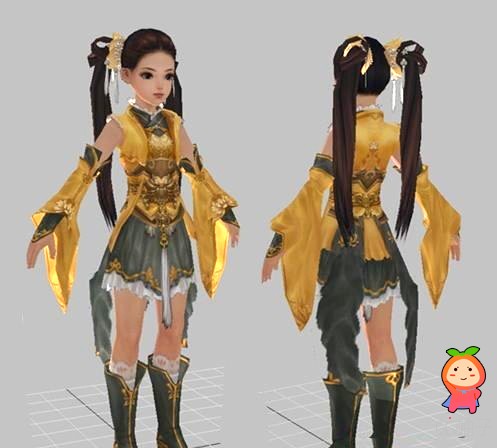 《剑三》游戏角色模型，古代美女3d模型，古装女孩人物模型