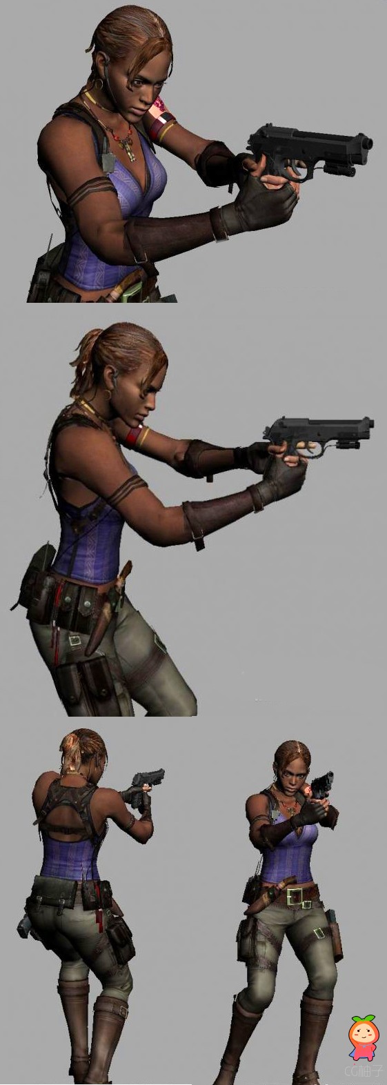 《生化危机》游戏女主角3D模型，次世代女战士3d人物模型