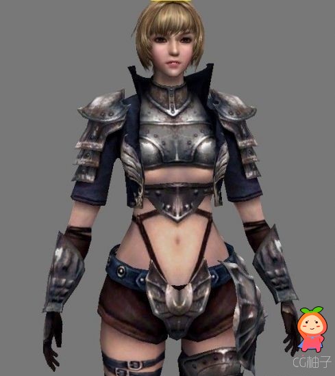 西方古代女战士3D模型下载，穿铠甲女将军3D角色模型