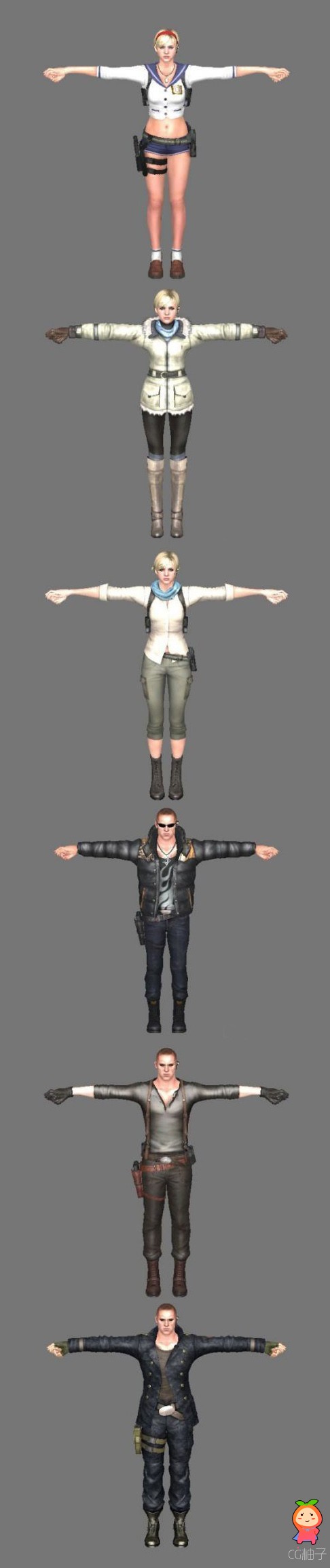 《生化危机6》游戏角色模型合集（Jake和Sherry）3D模型下载