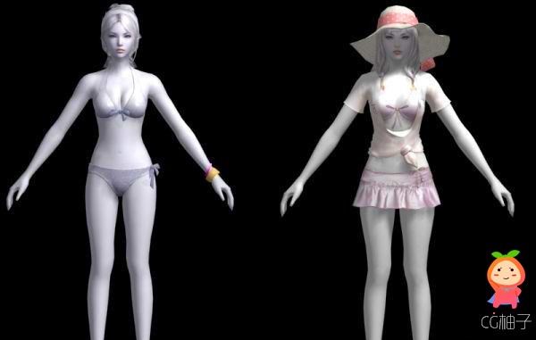 《永恒之塔》泳装少女3d模型，游戏角色模型，3dmax人物模型